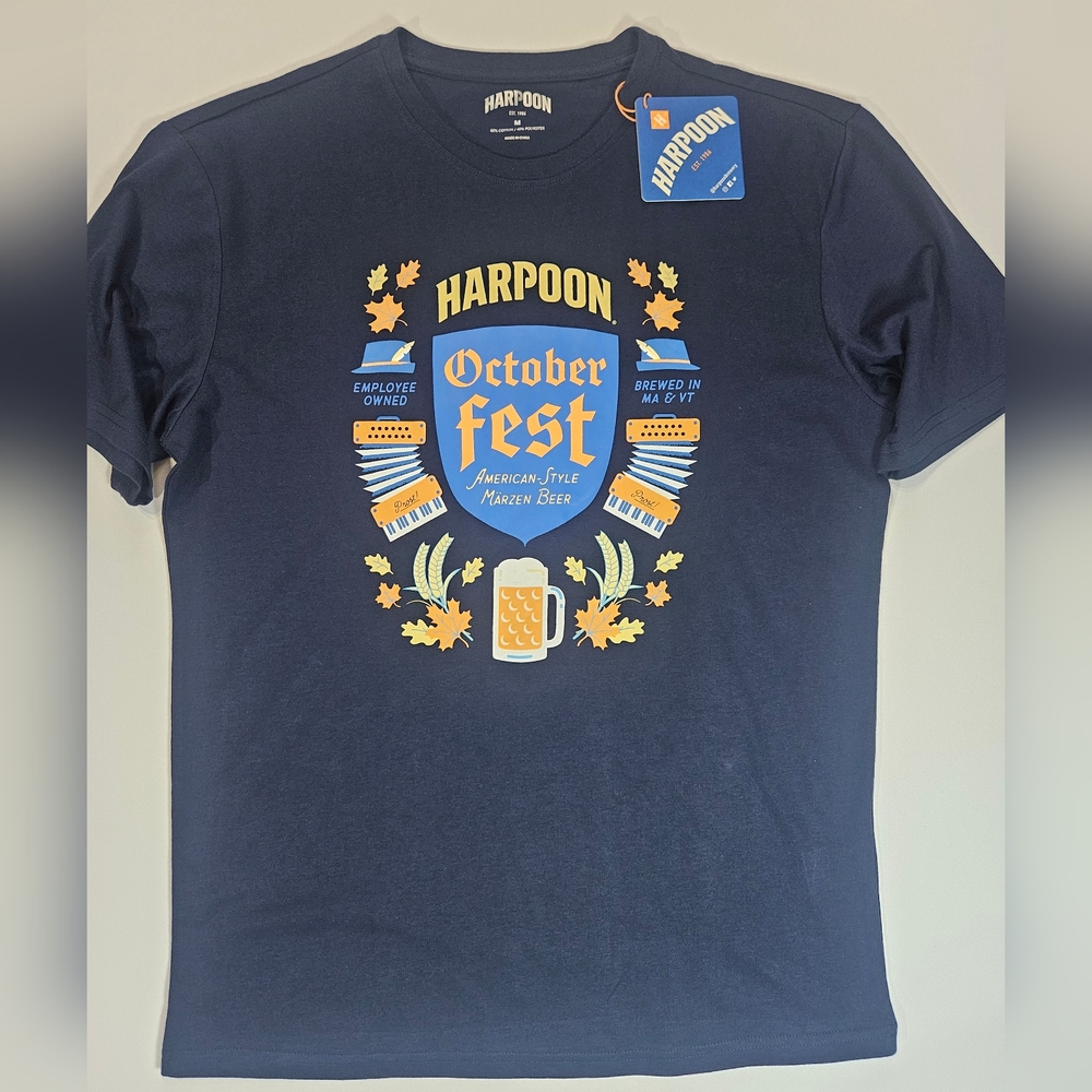 Harpoon Brewery Octoberfest Mens Medium T-Shirt Navy Blue‎ Beer Enthusiast Tee